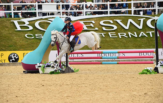 Madeleine Kerrigan and Michael Pender during the invitational Mini Major Relay during the Equerry Bolesworth International Horse Show at Bolesworth Castle near Chester in Cheshire in the UK on 17th June 2018