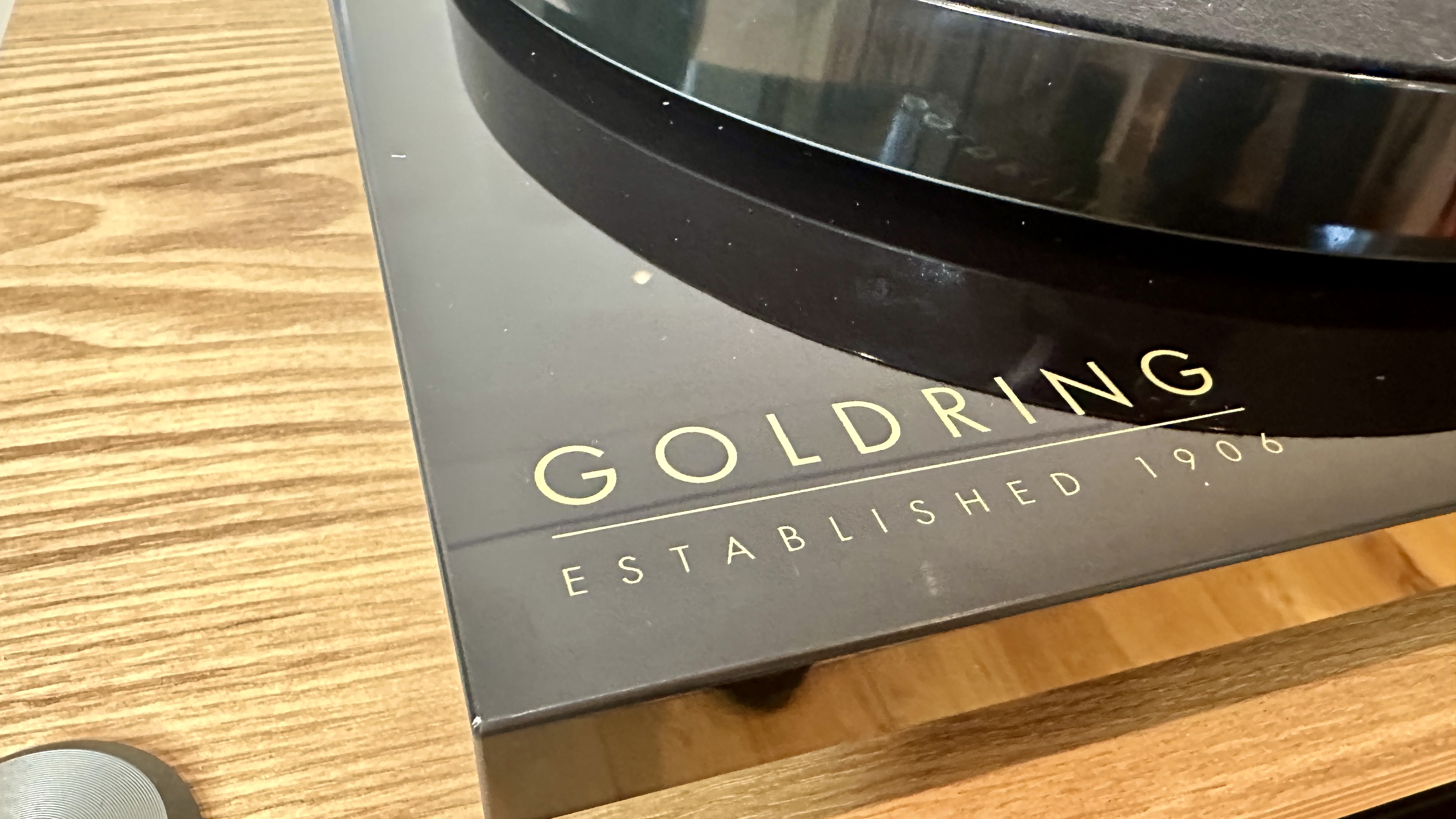 Goldring GR3 turntable on a wooden surface