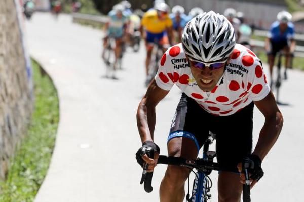 Rahim Ememi (Giant Asia) working hard to retain his polka dot jersey.