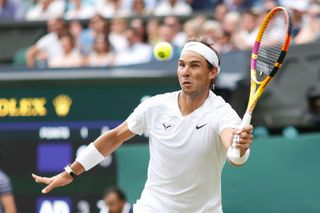 Rafael Nadal in action at the Wimbledon 2022 Championships
