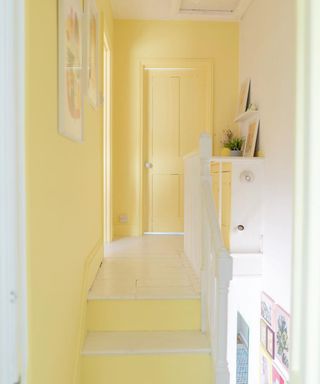 All yellow hallway by Lindsay Isla using Lick Home paint in shade yellow 01