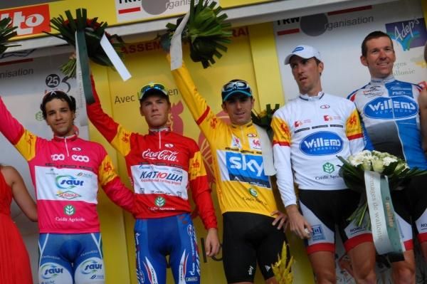 The final podium topped by Sky's Russell Downing.