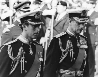 Prince Charles and Prince Philip at Lord Mountbatten funeral