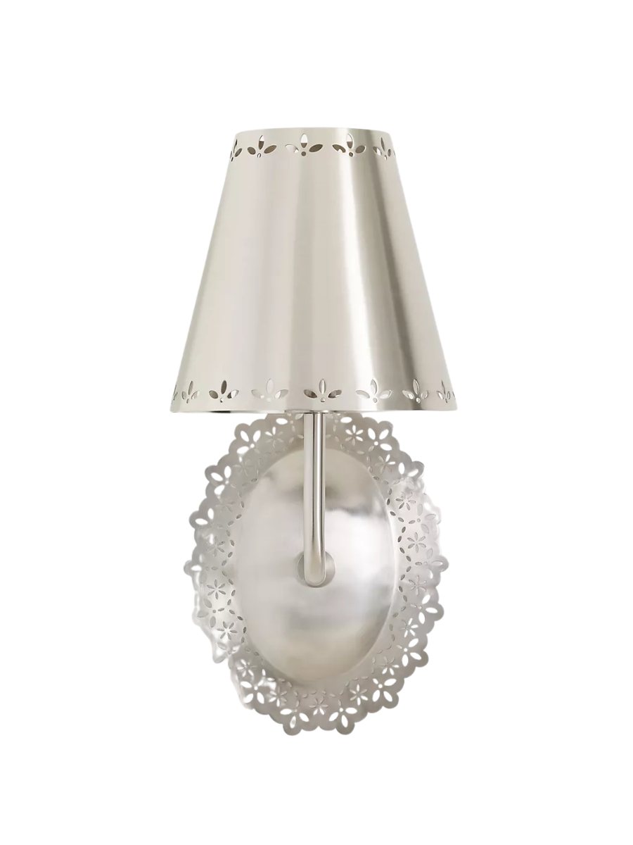 Lacie Lace Trimmed Antique Nickel Sconce