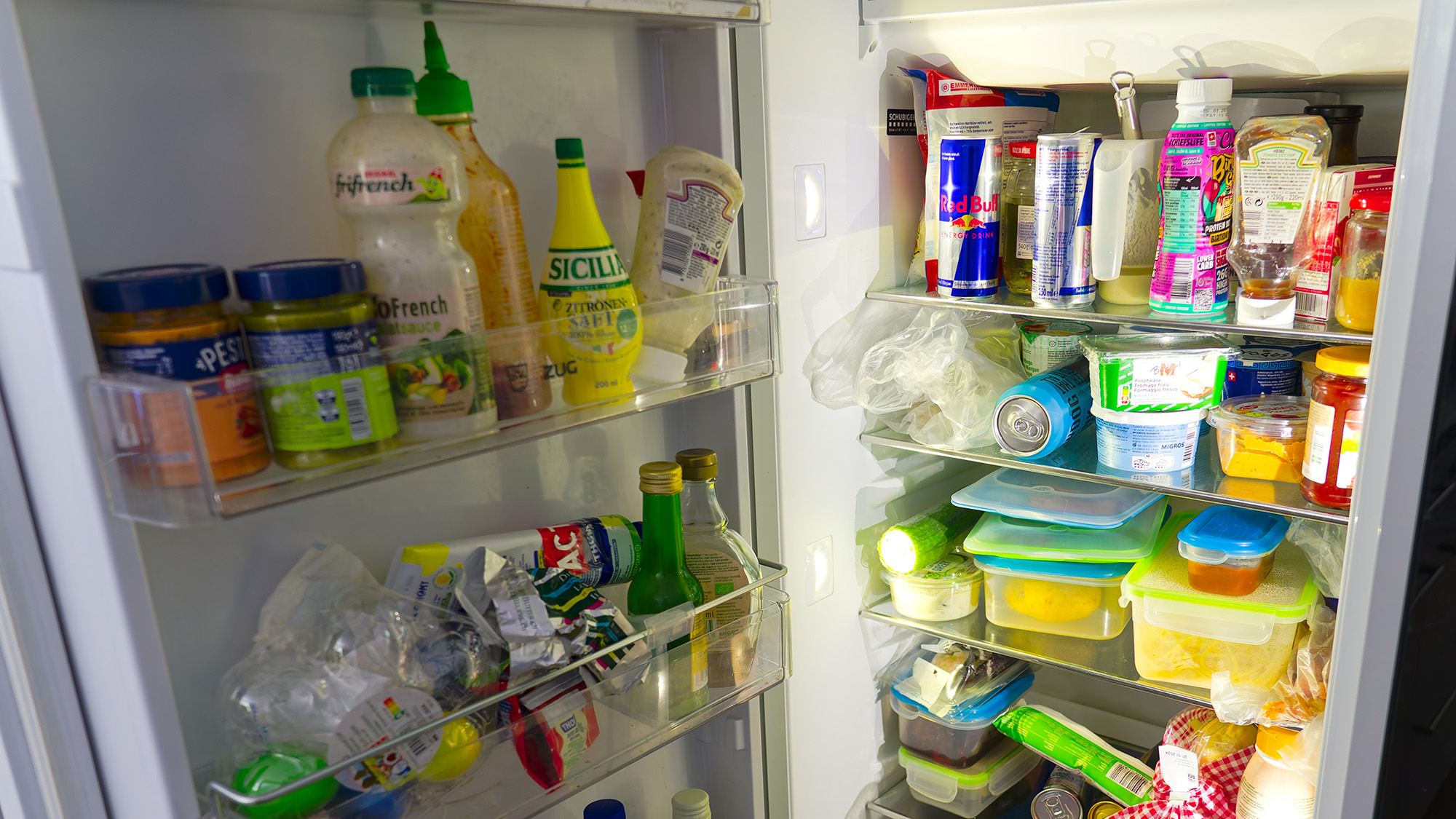 Overfilled refrigerator