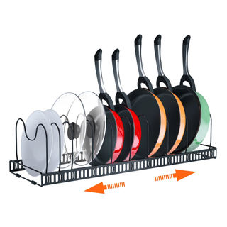 An expandable pot and pan organizer