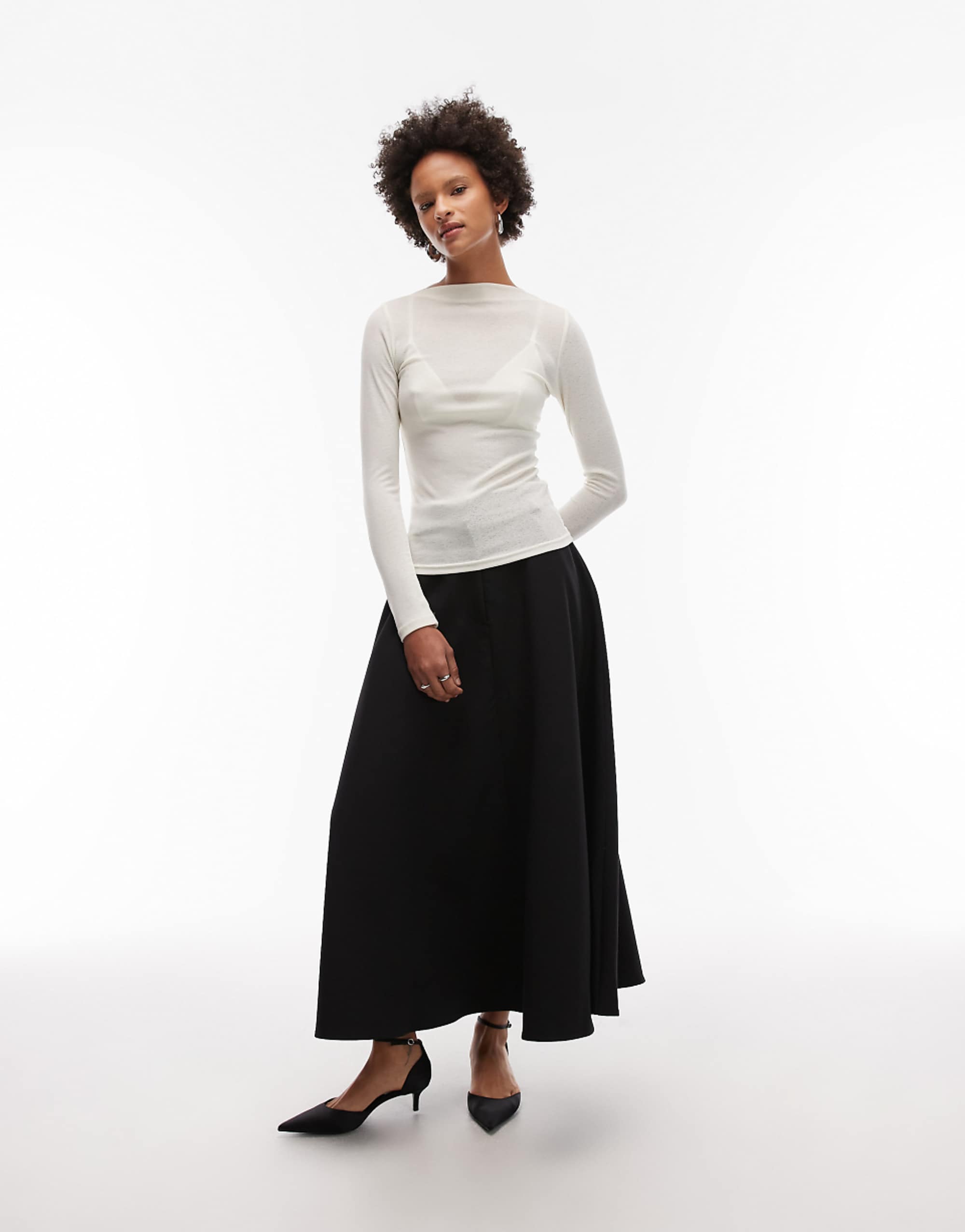 Asos Design Tailored Circle Maxi Skirt in Black