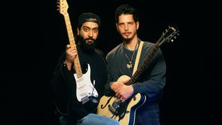 Singer/guitarist Chris Cornell (right) and guitarist Kim Thayil of Soundgarden pose for a portrait on December 1, 1993 in New York City, New York.