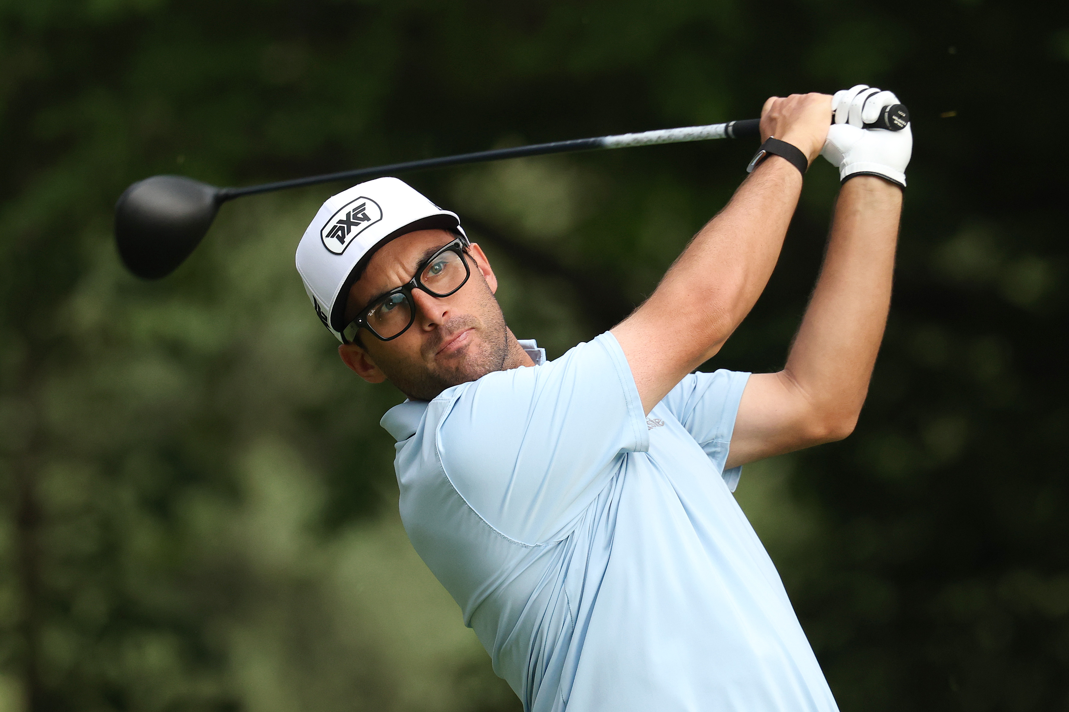 Ryan McCormick hits driver during the Korn Ferry Tour's UNC Health Championship in 2025