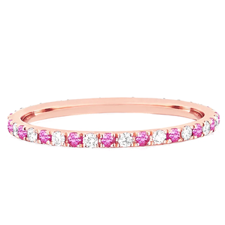 Rose Gold Diamond and Pink Sapphire Eternity Ring 
