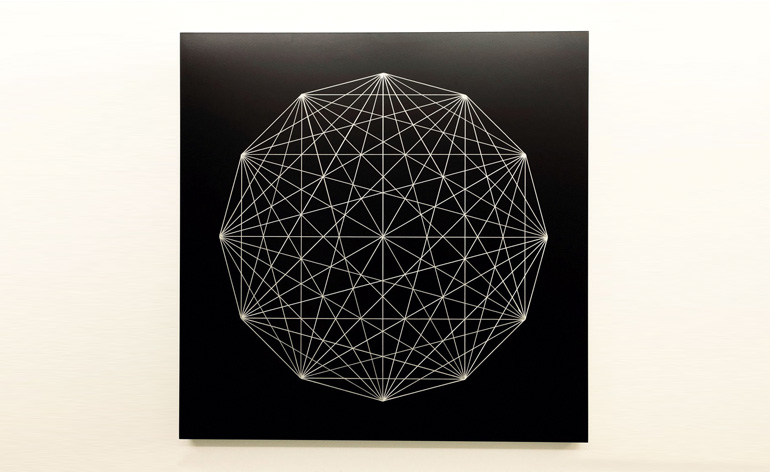 Hand-etched aluminium panels. Pictured is 'Schemata S15', 2012