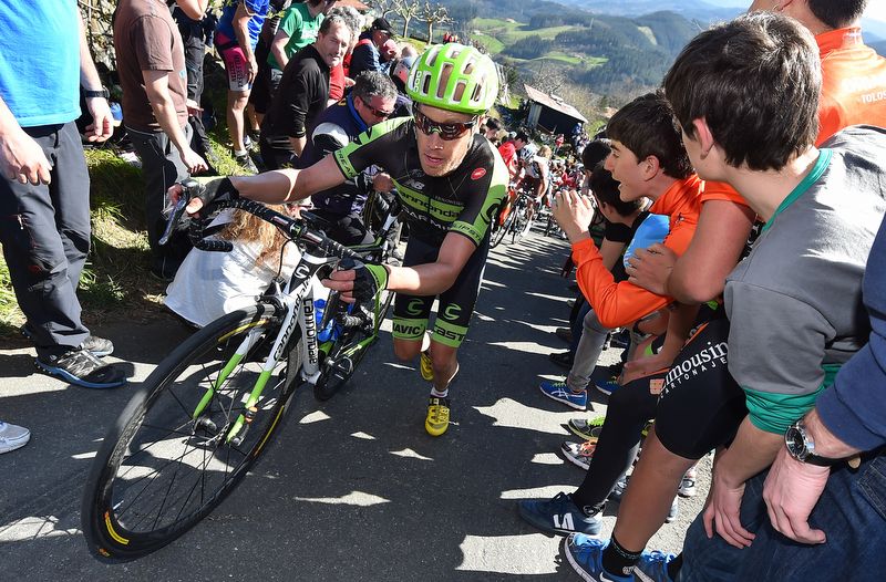 Tom Danielson (Cannondale-Garmin) found the climb too steep to ride
