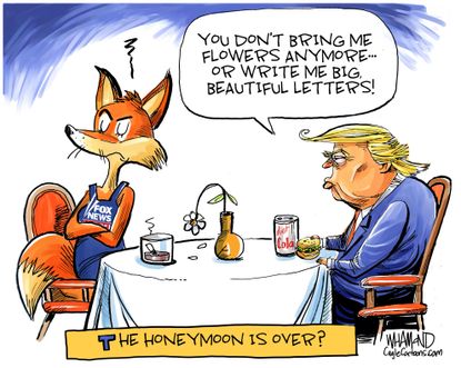 Political Cartoon U.S. Honeymoon Is Over Fox News Trump Beautiful Letters