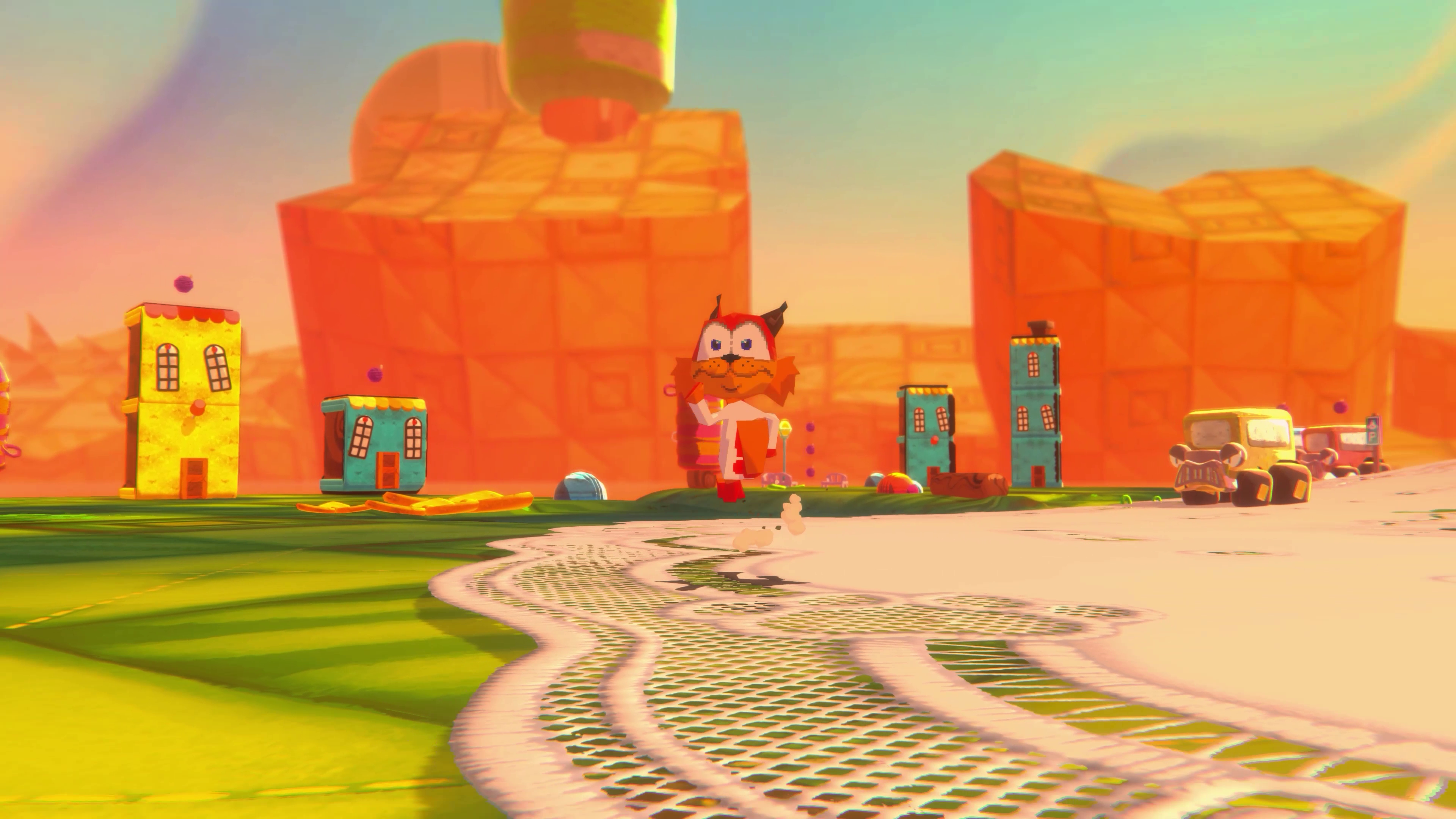 Bubsy 4D retro remake, colourful retro game platformer