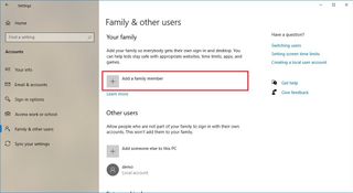 Account settings family account