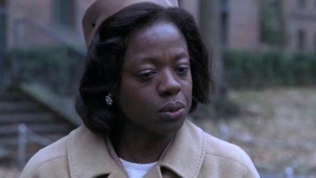 Viola Davis as Mrs. Miller looking forlorn while talking about her son in Doubt.