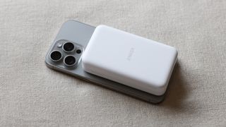 Anker MagGo Power Bank (6.6K) with an iPhone 15 Pro Max attached via MagSafe
