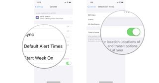 Tap Default Time Alerts, then turn on Time To Leave