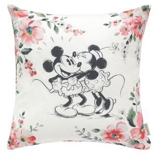 mickey mouse printed cushion with flower design