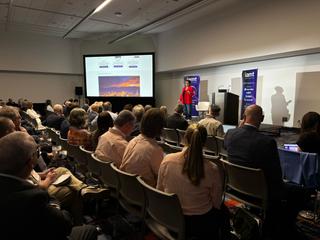 IAMT CEO Saleha Williams launching the groups new grand and initiatives at the 2026 NAB Show.