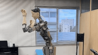 The robot responds to voice commands