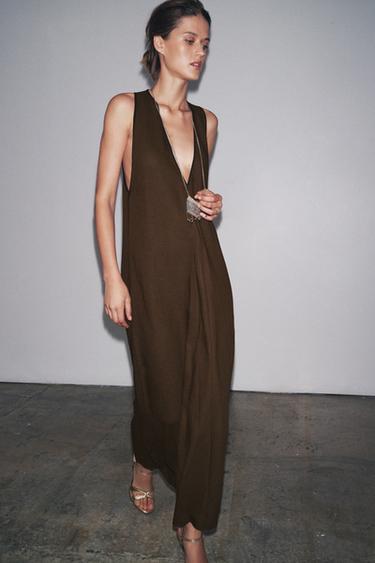 Zw Collection Linen Blend Midi Dress