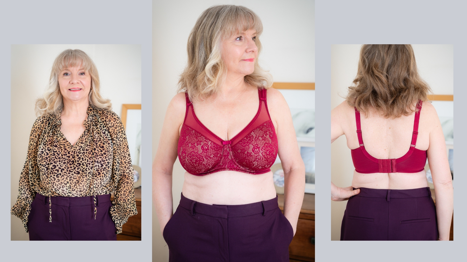 Julie Player wearing Berlei minimiser bra
