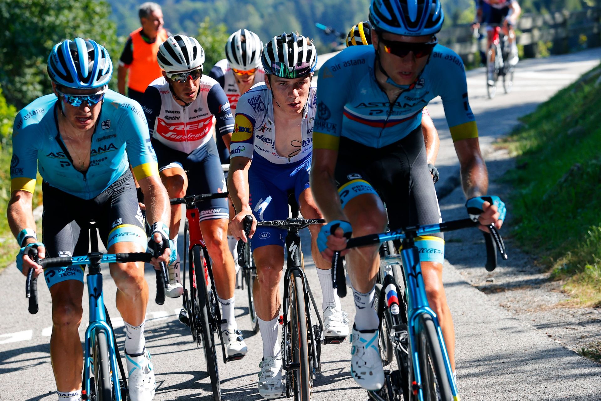 Jakob Fuglsang and Remco Evenepoel during the 114th Il Lombardia 2020 a 231km race from Bergamo to Como