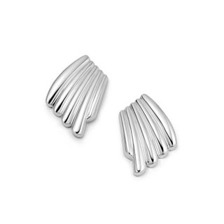 Polly Sayer Oversized Wave Stud Earrings Silver Plate