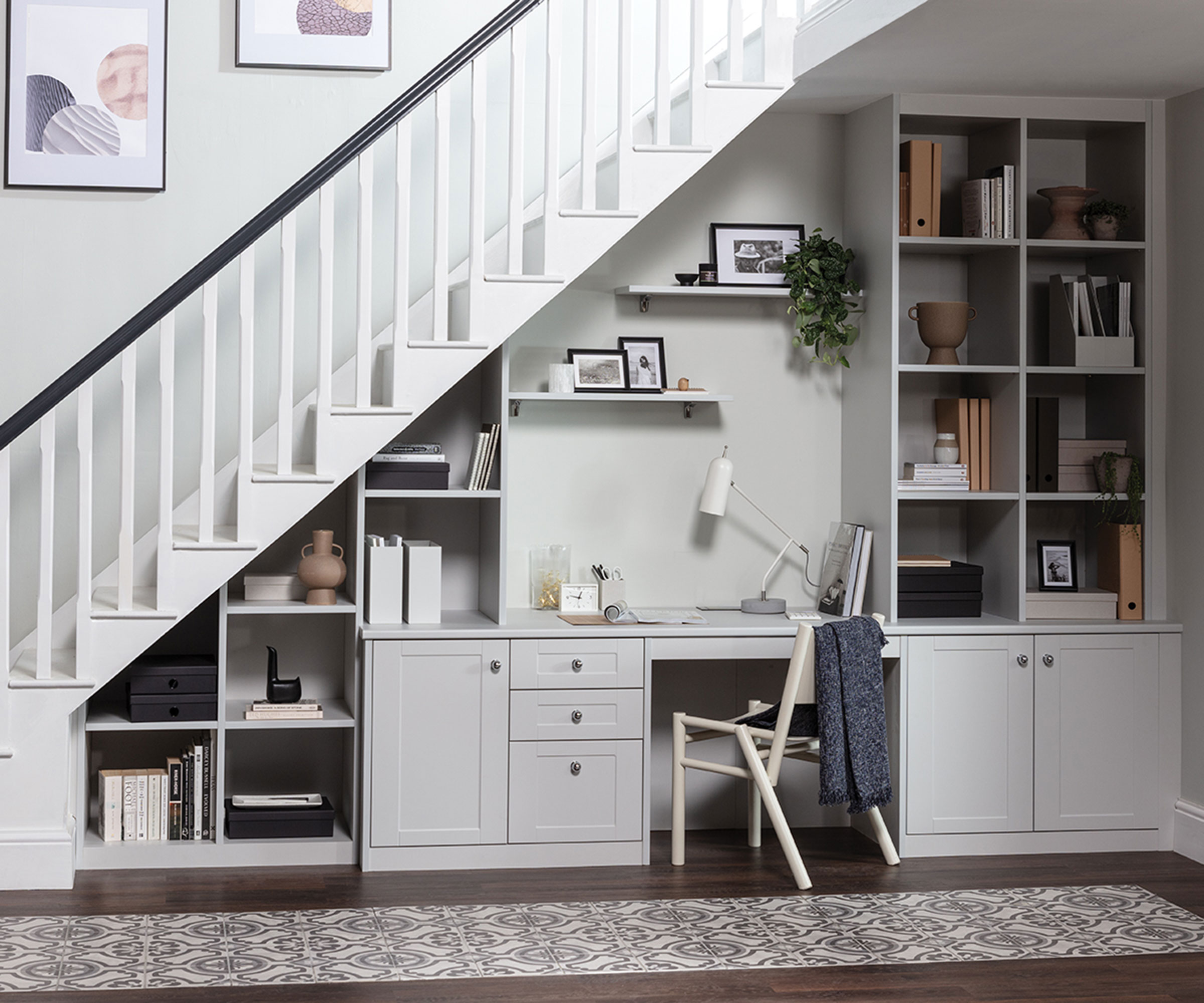 fitted office under stairs