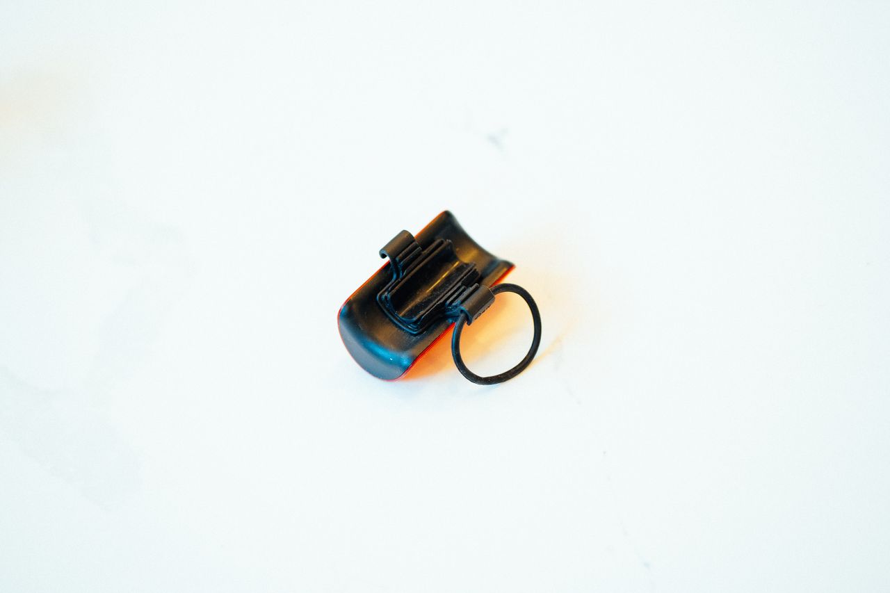 A close up of a bike light