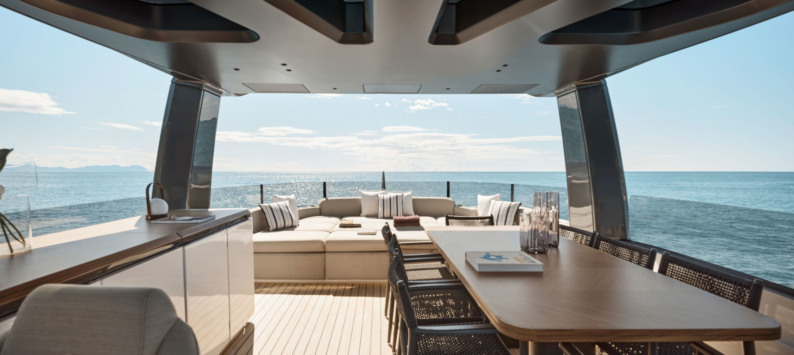 The flybridge aboard Seadeck 9