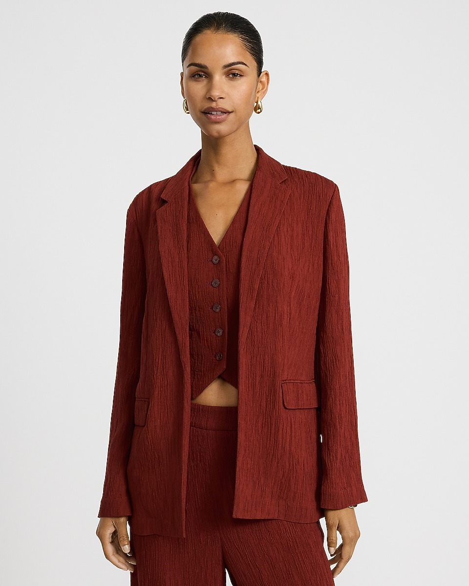 express, Textured Plisse Open Front Blazer
