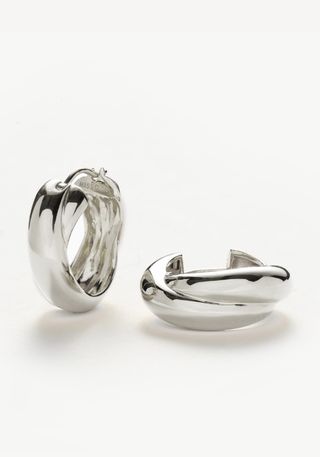 Lucy Williams Chunky Medium Entwine Hoop Earrings | Silver Plated