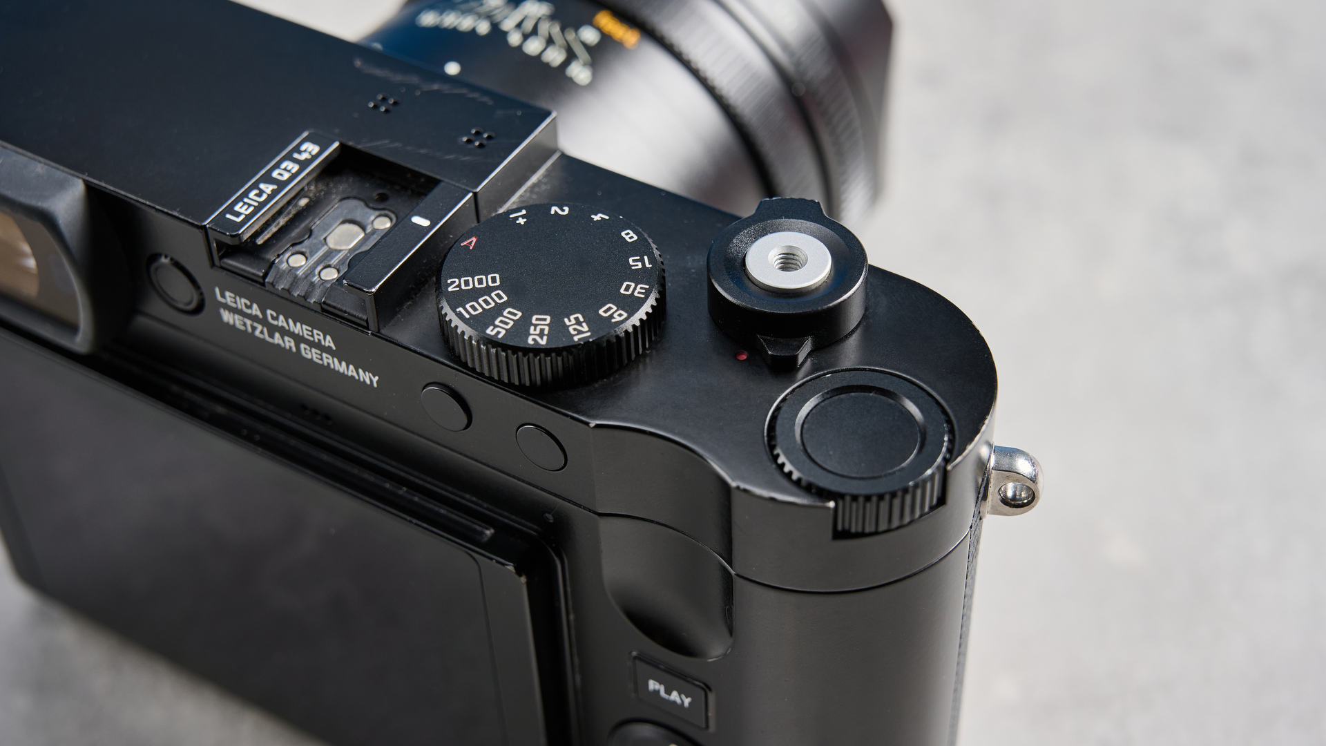 A black Leica Q3 43 camera