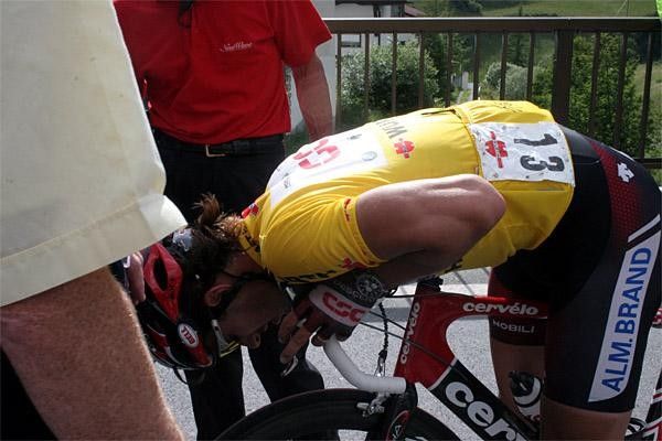 Fabian Cancellara was shattered at the finish.