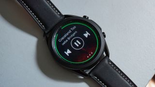 Music controls on a Samsung Galaxy Watch 3