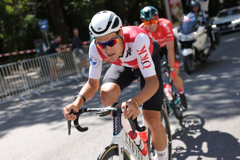 MUNICH GERMANY AUGUST 14 Silvan Dillier of Switzerland competes in the breakaway during the 28th UEC Road Cycling European Championships 2022 Mens Road Race a 2079km one day race from Murnau to Munich EuroRoad22 Munich2022 on August 14 2022 in Munich Germany Photo by Jan HetfleischGetty Images