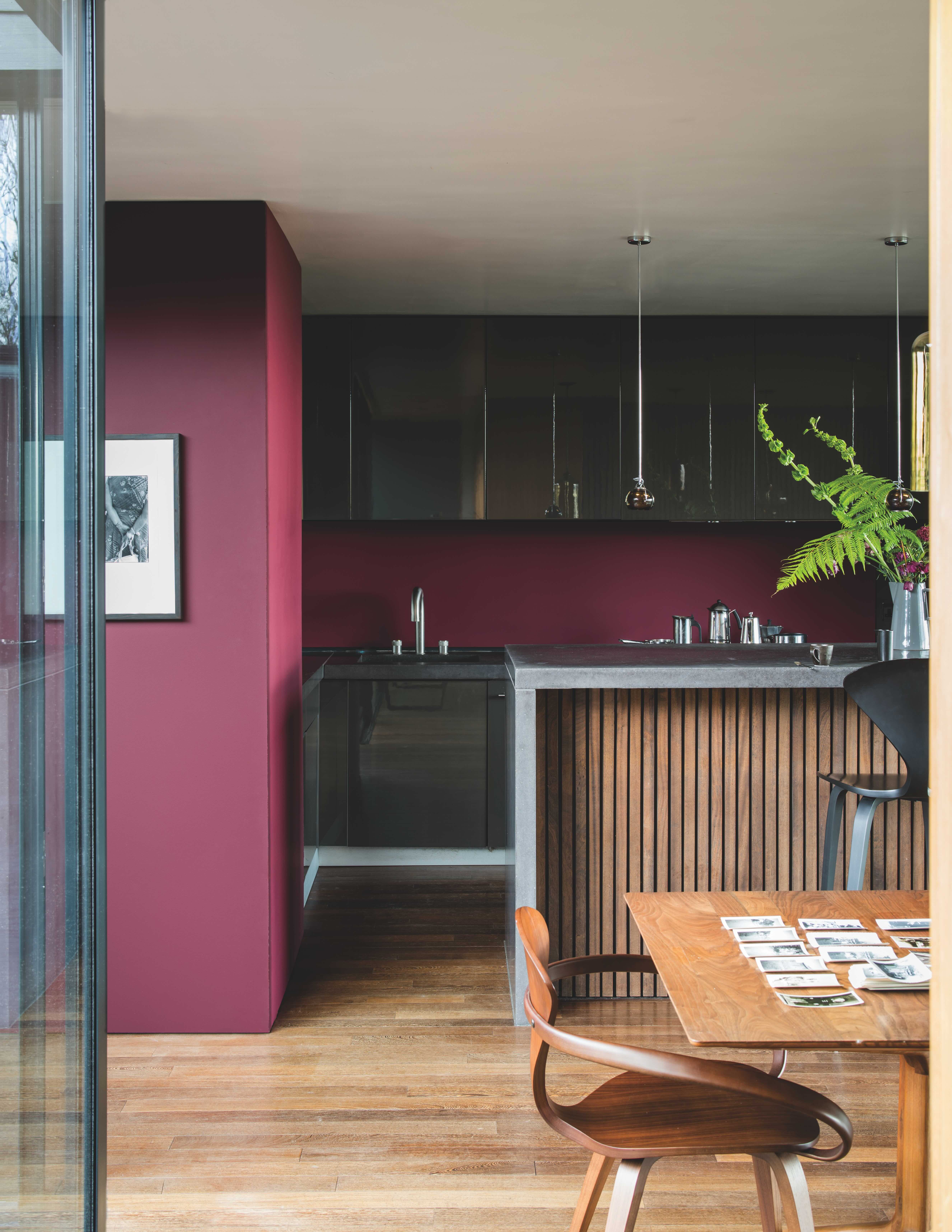 Kitchen painted in Farrow &amp;amp; Ball's Preference Red