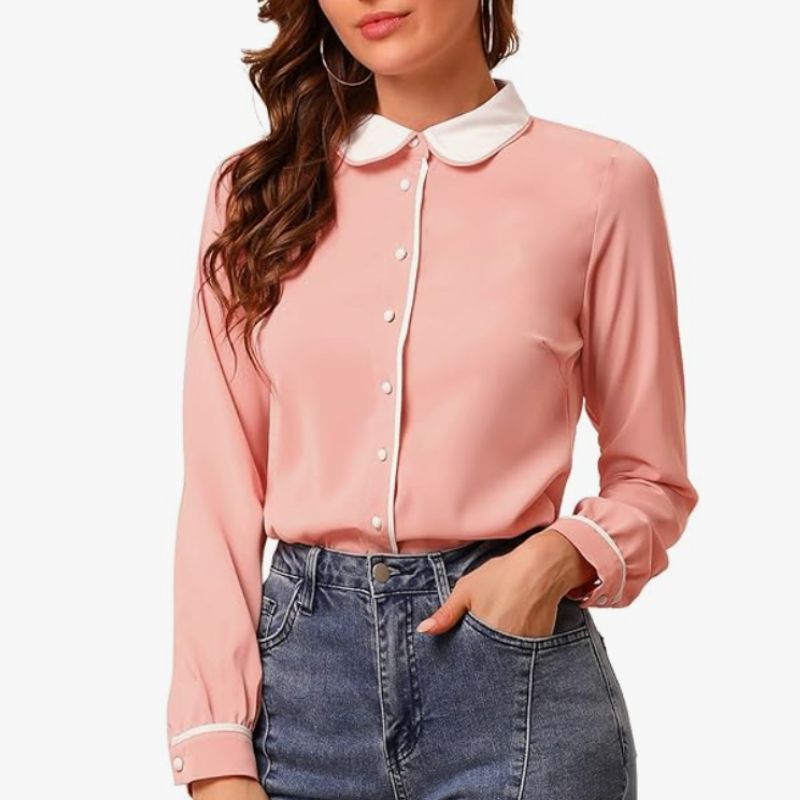Allegra K, Peter Pan Collar Shirt