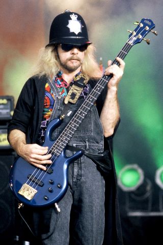 Leon Wilkeson of Lynyrd Skynyrd performs at Shoreline Amphitheatre on July 28, 1994 in Mountain View California.