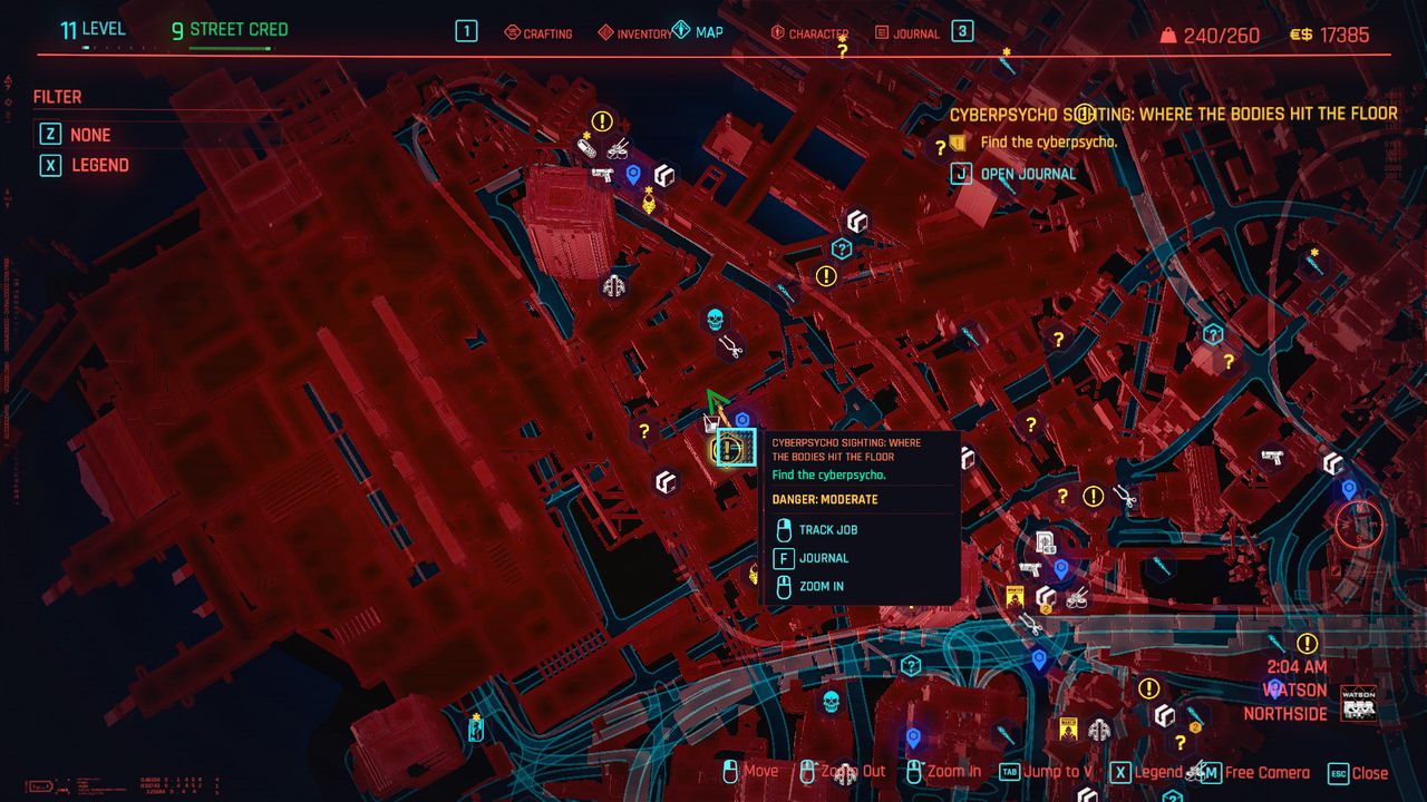 Cyberpunk 2077 Cyberpsycho Sightings locations
