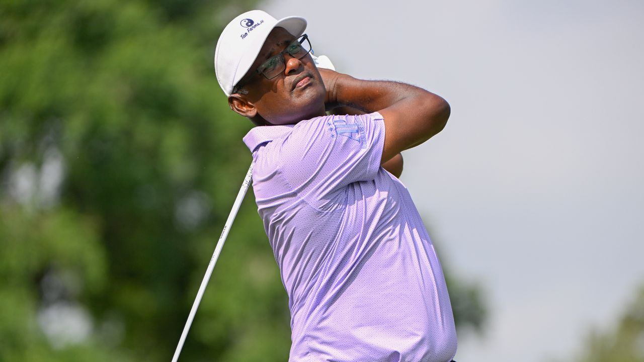 Vijay Singh takes a shot at the Insperity Invitational 