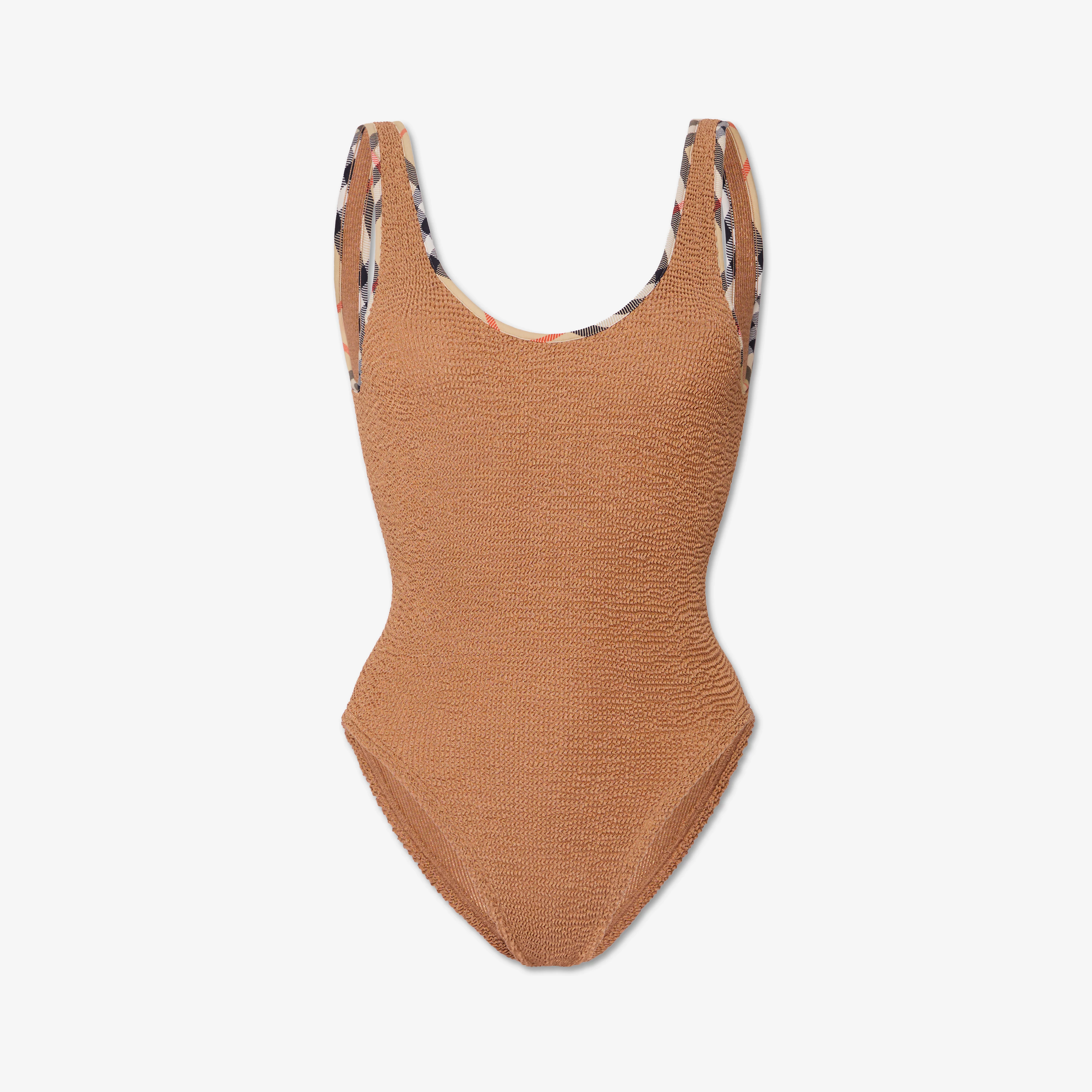 Faye Swimsuit in Metallic Cocoa - Women, Nylon | Burberry&amp;reg; Official