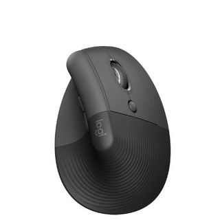 The Logitech Lift vertical wireless mouse in black against a white background