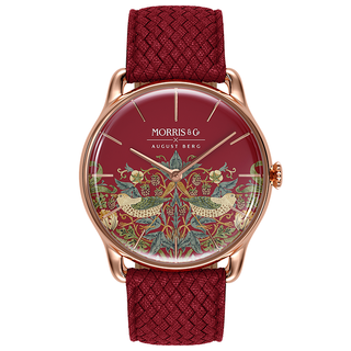 Crimson rose gold strawberry thief watch, £239, Morris & Co. x August Berg