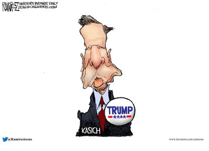 Political Cartoon U.S. Kasich Trump 2016