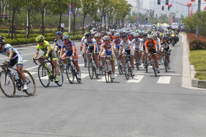 The race rolls out of the Oriental Sports Center road complex