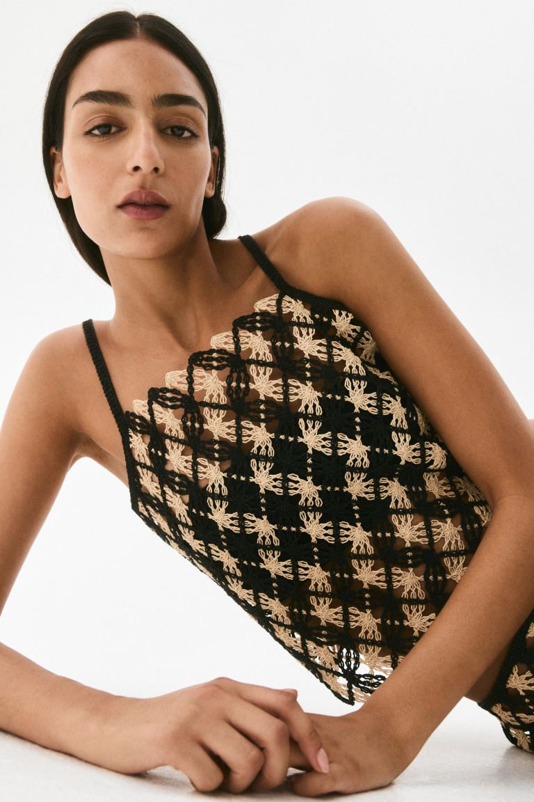Crochet-Look Strappy Top