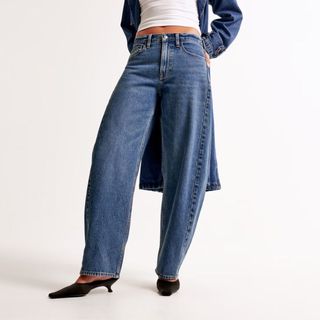 Image of barrel leg jeans